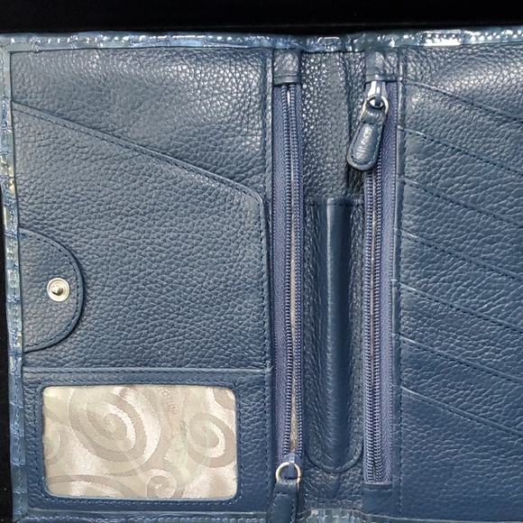 Brighton Metallic Blue Croc-Embossed Wallet - Picture 4 of 8